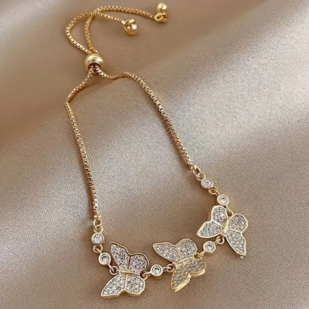 Butterfly Inlaid Shiny Rhinestone Bracelet